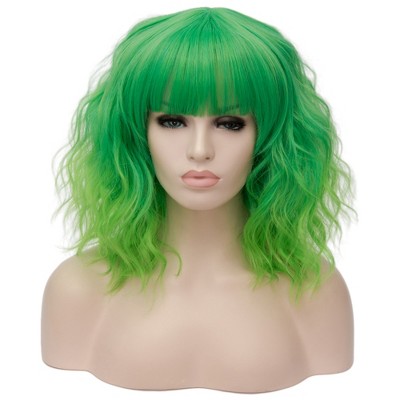 Unique Bargains Women's Loose Wavy Curly Wigs with Wig Cap 14"
