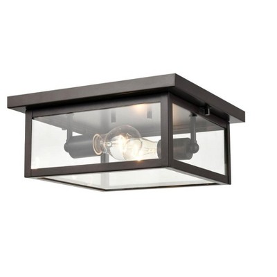Evanton Bronze and Glass 2-Light Outdoor Flush Mount