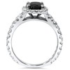 Pompeii3 2 ct Black Sapphire & Diamond Cushion Halo Engagement Ring 14K White Gold - 3 of 4