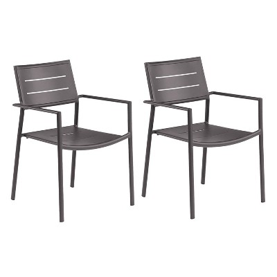 2pk Eiland Aluminum Armchair Black - Oxford Garden