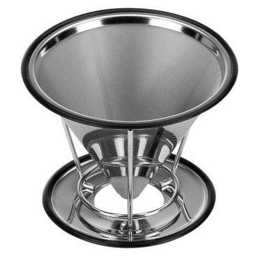 Tzgsonp 1pc Pour Over Coffee Maker Coffee Dripper Stainless Steel Resin One Cup Coffee Maker Filters for 1 to 2-Cups, Paperless Coffee Filter Cone