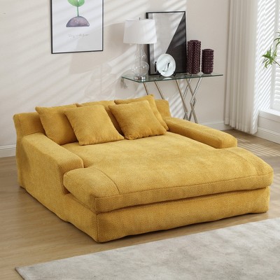 MOONMISS Chenille 2-seater lazy sofa With 5 back pillows,Comfy Sofa- Deep Seat Couch for Living Room,Club