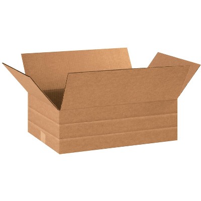 The Packaging Wholesalers Multi-Depth Corrugated Boxes 18" x 12" x 6" Kraft 25/Bundle BS181206MD