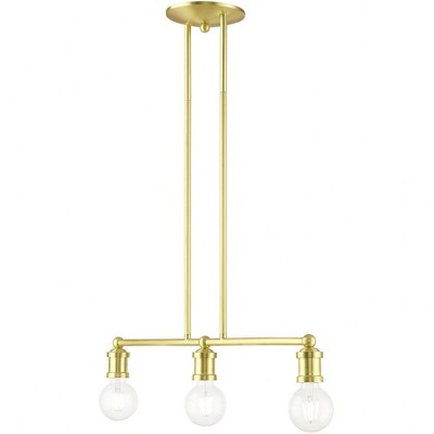 Lansdale Satin Brass 3-Light Linear Chandelier with Exposed Bulbs