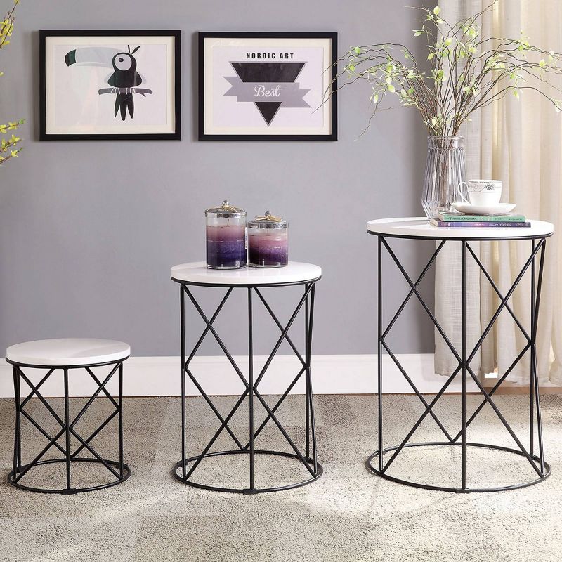 3pc Melmar White Top Nesting Table White/Black - HOMES: Inside + Out, 3 of 6
