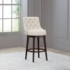 30" Halbrooke Swivel Barstool Smoke/Cream Hillsdale Furniture: Upholstered, Button Tufted, Nailhead Trim - 2 of 4