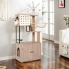 Whisen Cat Tree & Cat Bed with Litter Box Enclosure, Scratching Post, Cat Teaser Ball, Anti-Slip Mat - White+Gray - 3 of 4