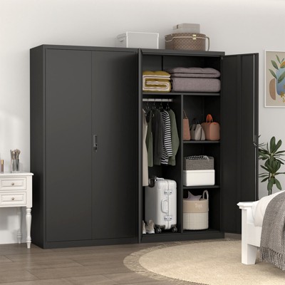 Grungis File Cabinet with Hanging Rod and Compartments,Filing Cabinet with Locks & Keys,Office Cabinet with Steel Construction