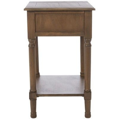 Whitney Farmhouse Brown Wood and Metal Accent Table with Storage