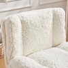 Gulches Cream Faux Fur Double Cushion Adjustable Swivel Office Chair Set of 1 Wide Seat Metal Base Vanity Desk Chair Ergonomic Task Chair - 4 of 4