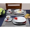 Lorren Home Trends Porcelain 20 Piece Square Dinnerware Set Service for 4-Red Flower - 4 of 4