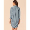 cheibear Women's Satin Lounge Boyfriend Style Button Down Sleepwear Dress - 3 of 4