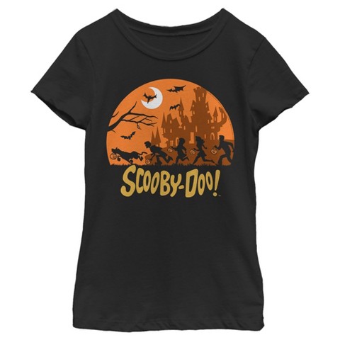 Scooby-Doo Girl's Scooby Doo Moon Silhouette Chase T-Shirt - Black - X Small