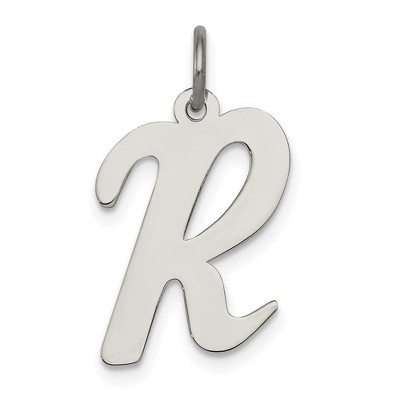 Black Bow Jewelry Sterling Silver Madison Collection LG Classic Script Initial R Pendant