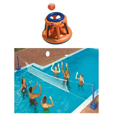 swimline 90285 basketball hoop giant shootball inflatable fun swimming pool toy