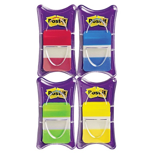 Post-it Tabs Durable File Tabs, Solid Color - Red/Blue/Green/Yellow - 100 Per PacK