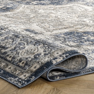 Elysian Blue Medallion 4'x6' Flat Woven Synthetic Area Rug