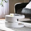 23.6" Round Rotating Coffee Table with Hidden Storage,Modern High Gloss 2-Tier Swivel Table for Living Room-Baofuwish - 3 of 4
