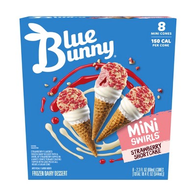 Blue Bunny Frozen Strawberry Shortcake Mini Swirls - 18.4oz/8ct