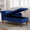 58" Luxury Velvet Chaise Lounge Chair with Hidden Storage, Pillow and Nailhead Trim for Bedroom Living Room-3irtyhousy - 2 of 4