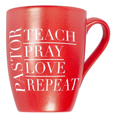 Elanze Designs Pastor Teach Pray Love Repeat Crimson Red 10 ounce New Bone China Coffee Cup Mug