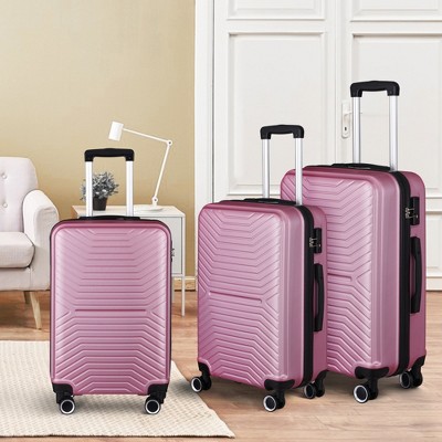 3 Piece Hardside Luggage Set with 360° Spinner Wheels, TSA Lock, Expandable 20"/24"/28", Lightweight Durable Suitcases with Corner Protection