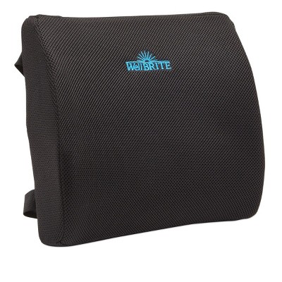 WellBrite Black Lumbar Support Pillow for Office Chair, Gel Memory Foam Seat Cushion (13.5 x 14 x 4.5 in)