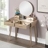 Roundhill Furniture Liannon Contemporary Wood Vanity and Stool Set, Gold - 2 of 4