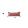HomeRoots 14" X 36" Deep Coral And White 100% Cotton Geometric Zippered Pillow - 3 of 4
