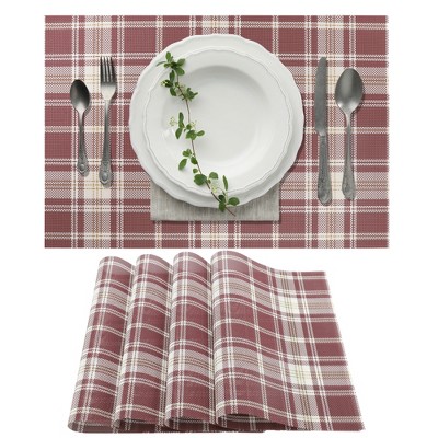 Unique Bargains Grids Pattern Placemats 4 Pcs
