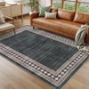Modern Area Rug Washable Geometric Rug with Non-Slip Backing Contemporary Bordered Floor Cover Low Pile Indoor Mat for Living Room Bedroom Office - 3 of 4