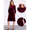 Allegra K Women's Velvet Boat Neck Puff Sleeve Smocked Midi Dress - 2 of 4