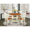 HomeStock 5-Pc Buttermilk and Cherry Solid Wood Top - Round Dining Room Set - Seats-4 - 2 of 4