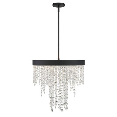 Mini Black Forged 5-Light Chandelier with Hand Cut Crystal
