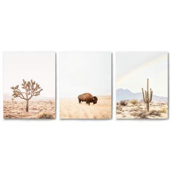 Americanflat Botanical Animal Neutral Southwest By Sisi And Seb Triptych Wall Art - Set Of 3 Canvas Prints