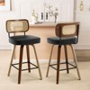 Bekrvio Swivel Counter Height Bar Stools - 26" Faux Leather Upholstered with Rattan Back,Ideal for Kitchen Island - 3 of 4