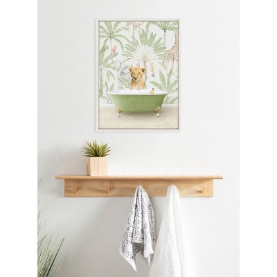 Sylvie Lion Cub in Green Bathtub Canvas Wall Art