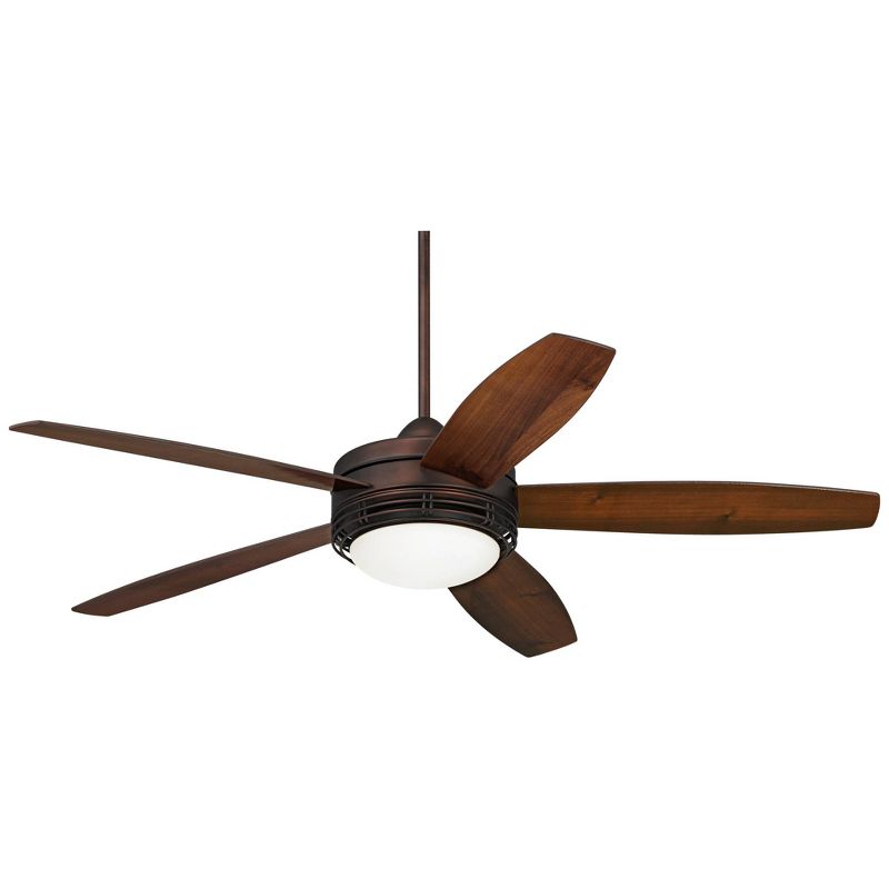 60" Casa Vieja Province Modern Indoor Outdoor Ceiling Fan with Light LED Remote Oil Brushed Bronze Dark Walnut Opal Glass Damp Rated for Patio House, 1 of 11