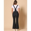 Allegra K Women's Casual Denim V Neck Zip Up Bell Bottom Jeans Jumpsuits - 3 of 4