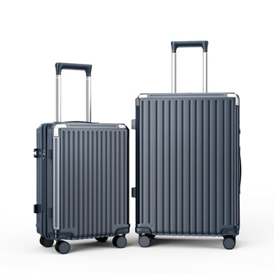 SKONYON 2-Piece PC Hardshell Luggage Set Expandable Capacity Suitcase with Spinner Wheels, TSA Lock , Cup Holder, and Phone Stand