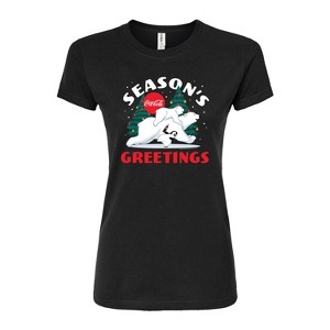 Women's - Coca-Cola - Seasons Greetings Polar Bears Fitted Graphic T-Shirt - 1 of 3