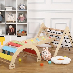 3 Piece Toddler Wooden Indoor Climbing Playset for Climbing & Sliding - 1 of 4