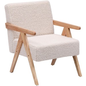 Nordlys Solid Wood and Velvet Lounge Chair Countryside Style Living Room - 1 of 4