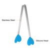 Unique Bargains Stainless Steel Silicone Tips Heart Shape Food Tongs - 4 of 4