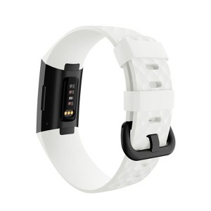 Zodaca Silicone Watch Band Compatible with Fitbit Charge 3, Charge 3 SE (Small), and Charge 4, Fitness Tracker Replacement Bands, White - 1 of 4