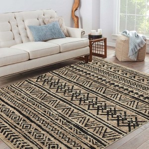 Living Room Vintage Rug, Washable Farmhouse Geometric Area Rug, Non-Slip Backing, Soft Foldable Accent Carpet for Bedroom - 1 of 4
