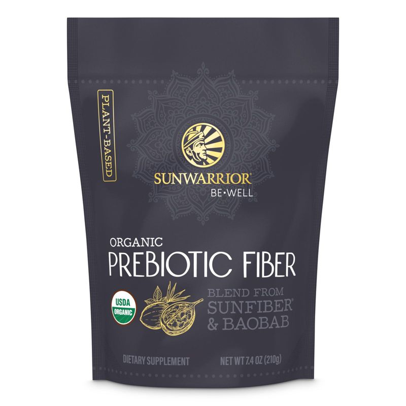 Be Well Organic Prebiotic Fiber Powder, Blend from Sunfiber & Baobab, Gut Health & Weight Management, Sunwarrior, 30 Servings, 1 of 4