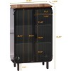 Acekool 28.35" 3-Tier Storage Cabinet with 2 Glass Doors, Modern Storage Organizer for Entryway, Living Room, Home Office, Dining Room, Black+Brown - 2 of 4