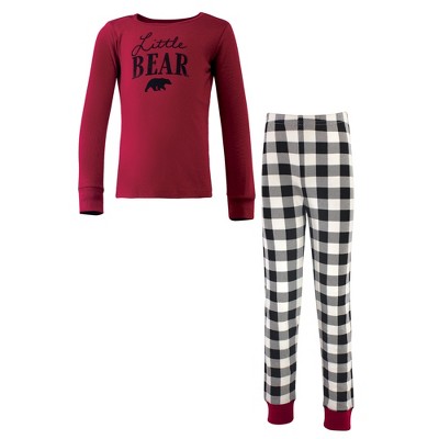 Touched By Nature Tight Fit Long Sleeve Top and Pant Pajama Set, Buffalo  Plaid