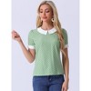 INSPIRE CHIC Women's Peter Pan Collar Keyhole Back Vintage Polka Dots Blouses - 3 of 4